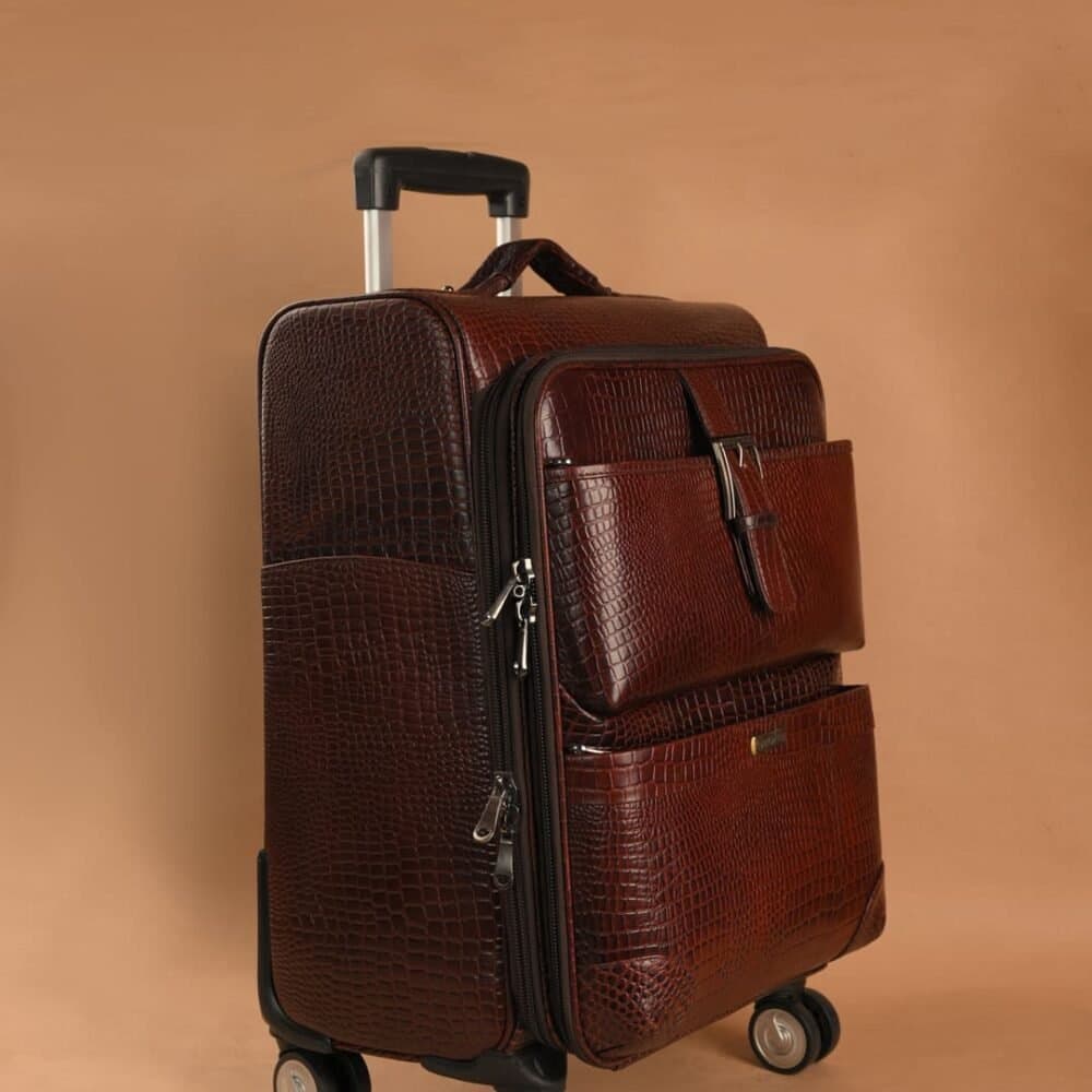Majestic Croc-Embossed Leather Cabin Trolley