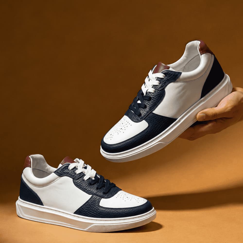 Men's Leather Sneaker - Navy Blue/White